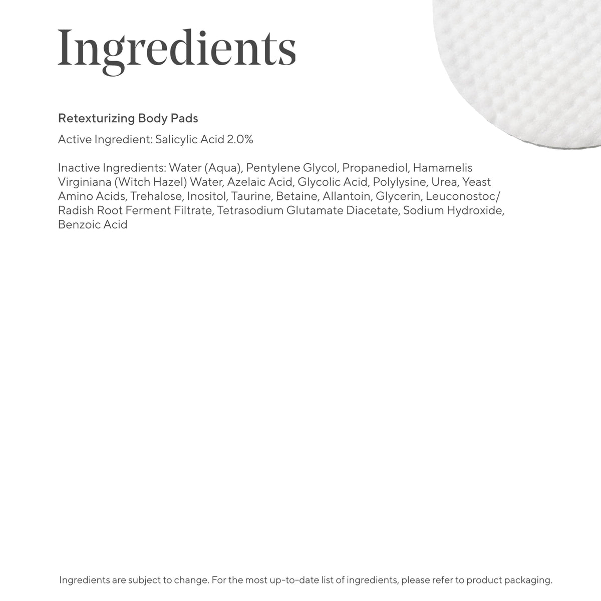 Murad ingredients label showing acid blend and fragrance-free benefit