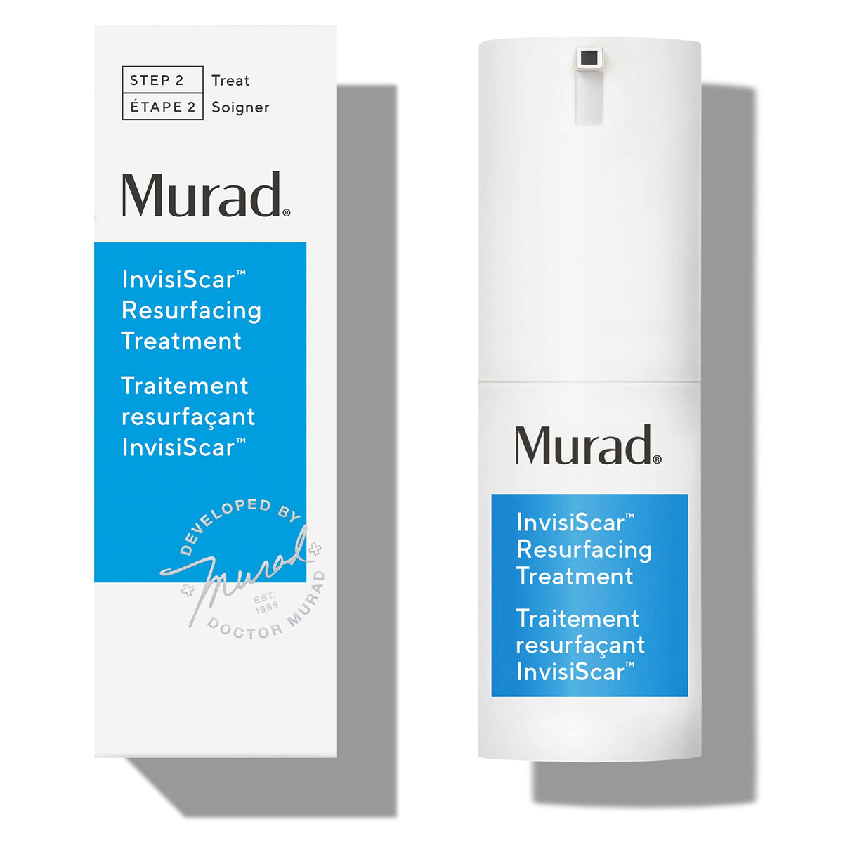 Murad InvisiScar front packaging showing sleek bottle and brand for clear scar smoothing
