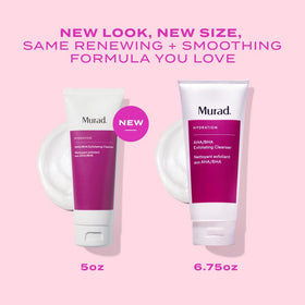 Murad label close-up listing acids and soothing ingredients