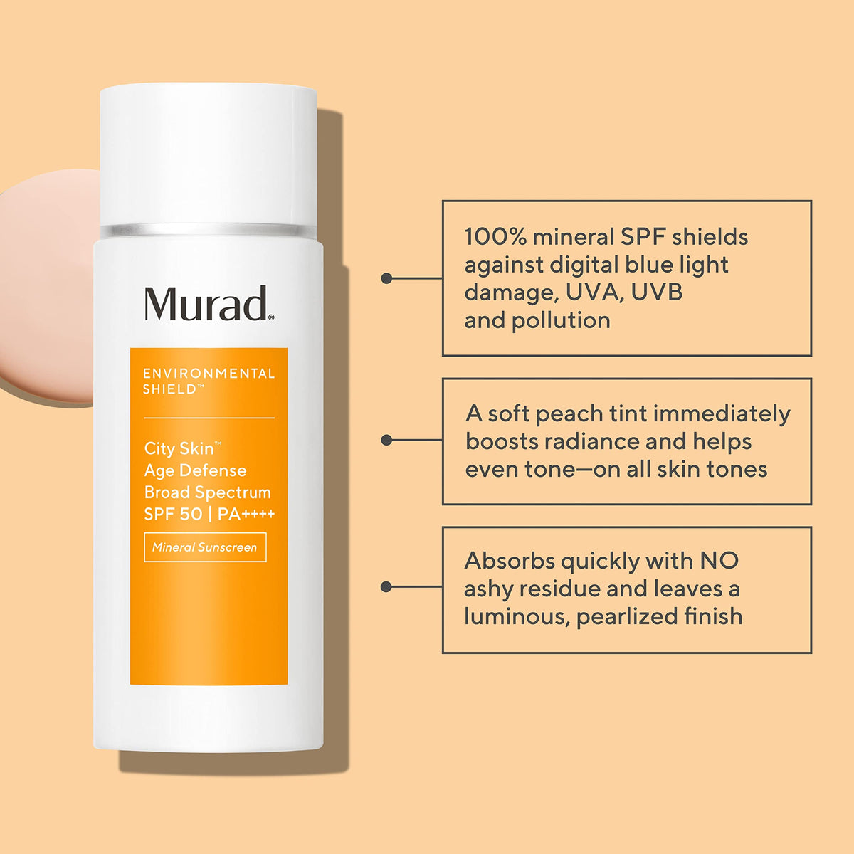 Murad mineral sunscreen texture close-up highlighting lightweight spreadability