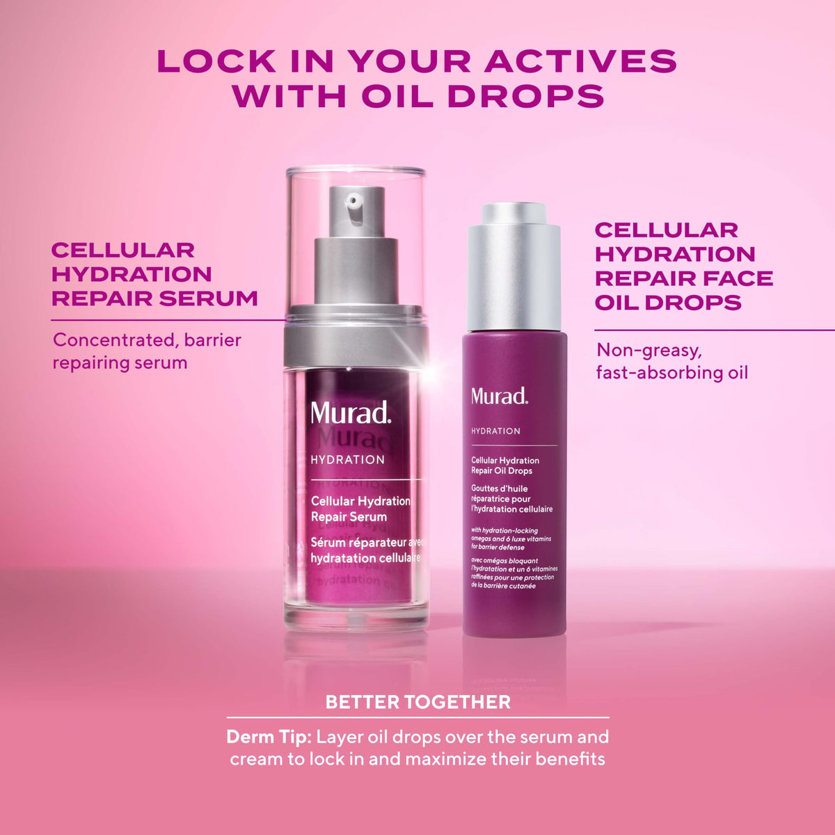 Murad bottle on bathroom counter at night, suggests evening hydration ritual