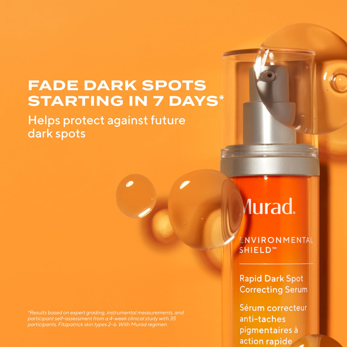 Murad close-up label highlighting resorcinol tranexamic glycolic acids benefits