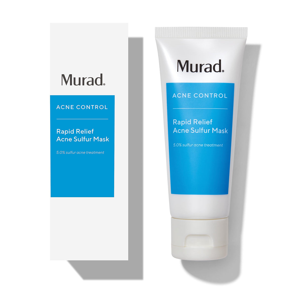 Murad front tube of Rapid Relief Acne Sulfur Mask showing product branding and benefit