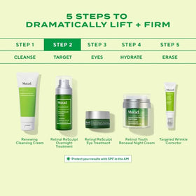Before and after style comparison illustrating Murad visible smoothing