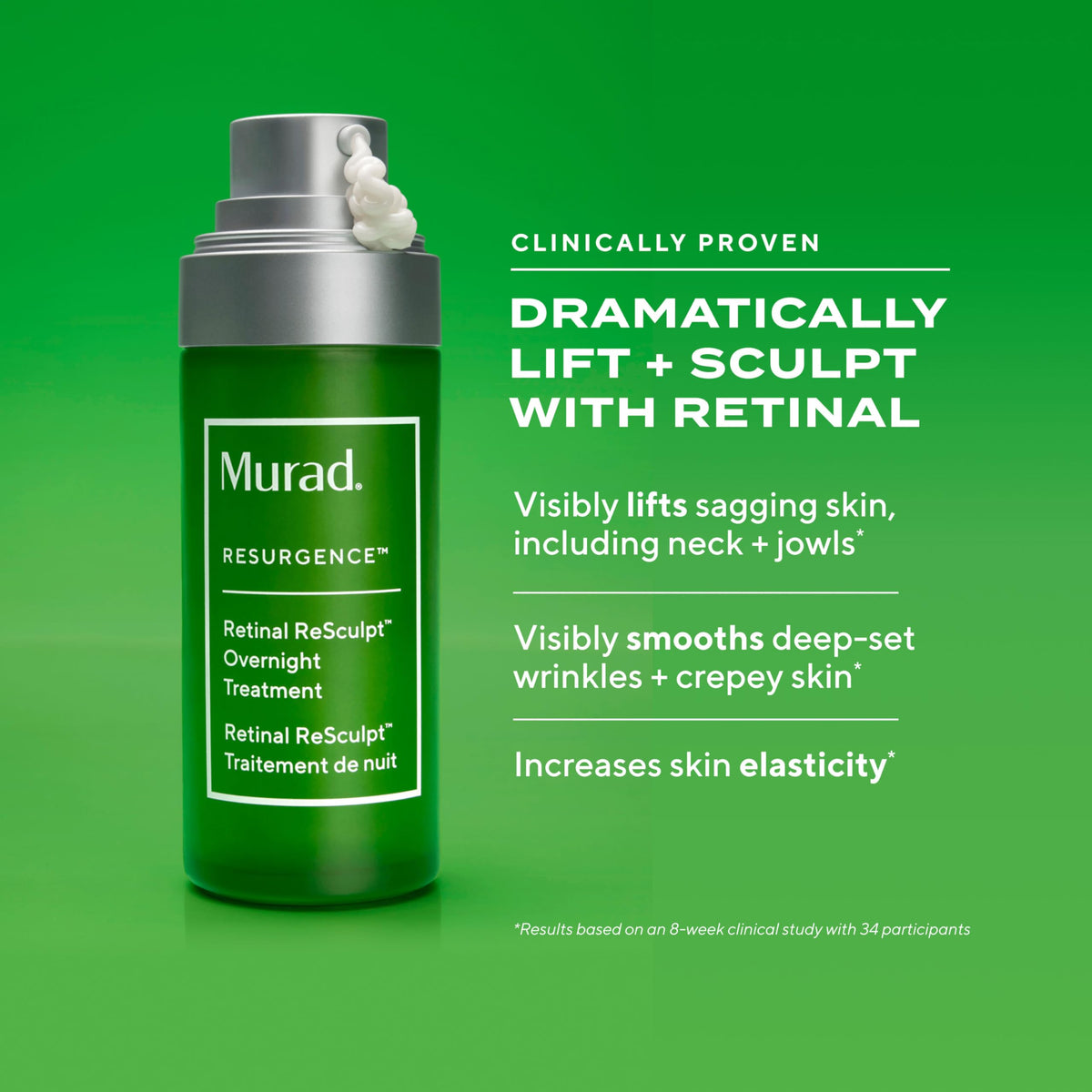 Murad dropper dispensing serum with smooth texture, highlights fast absorption benefit