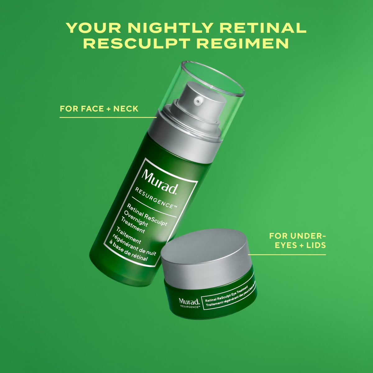 Murad Retinal ReSculpt with gentian root and oat visuals highlighting lifting botanicals