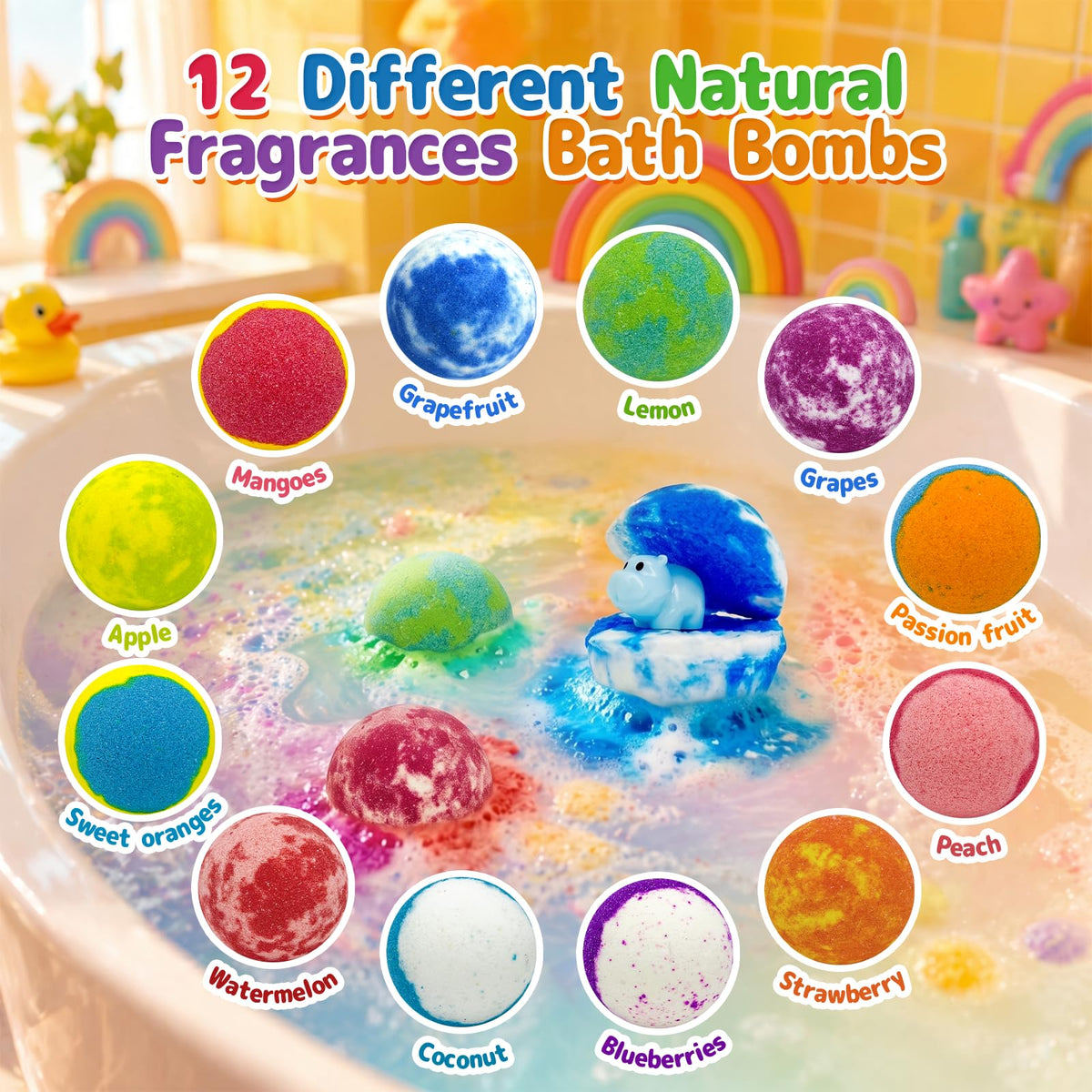 MURAN SHOWER open box with individually wrapped bombs and visible toy surprises enjoyment