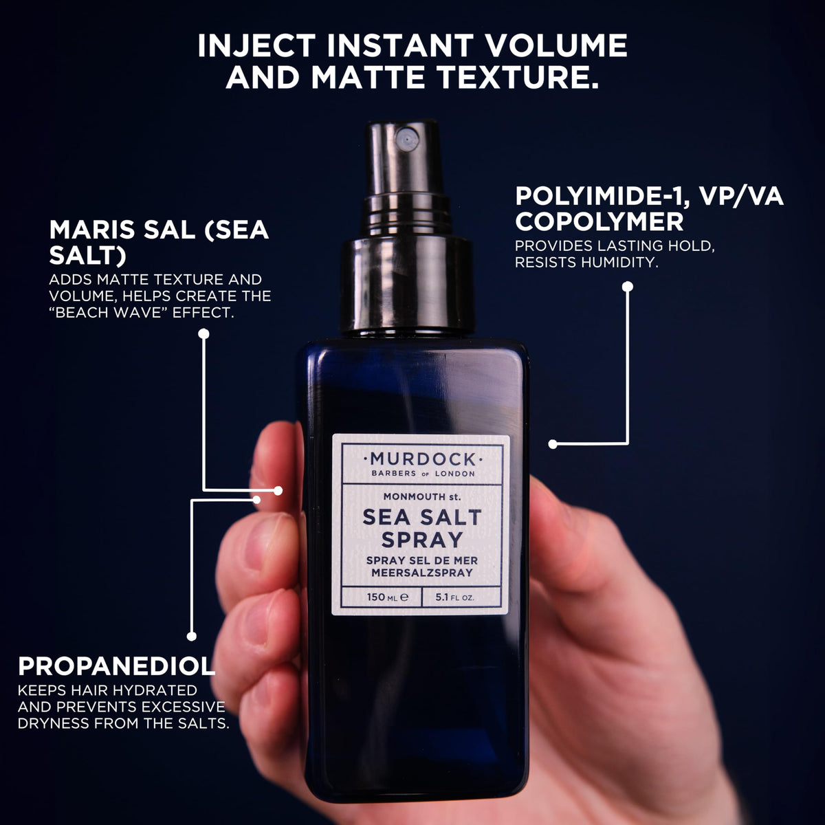Murdock London bottle in hand demonstrating compact size and portability