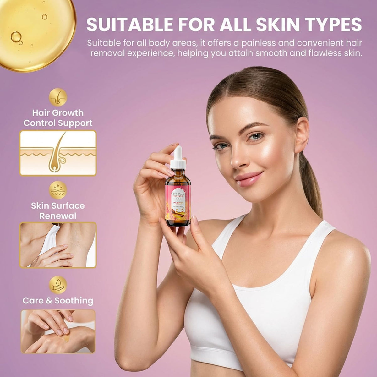 MUREND applying oil to underarm area demonstrating soothing post-removal benefit