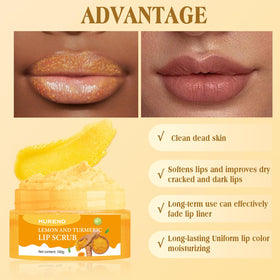 MUREND brush applying scrub to lips demonstrating gentle exfoliation benefits