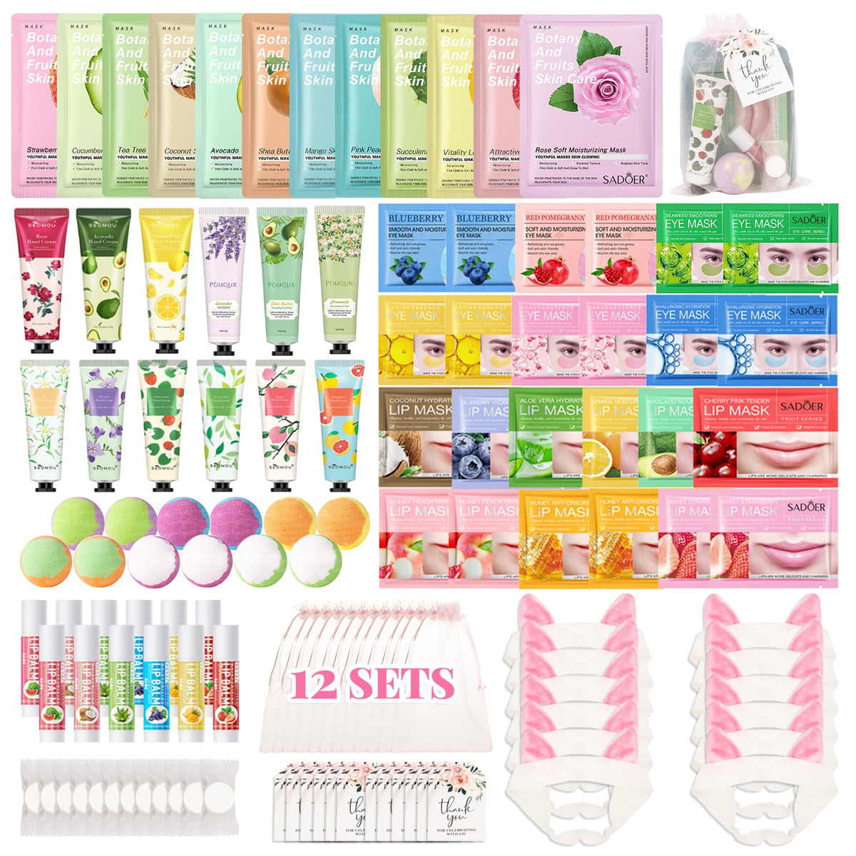MUREND front packaging showing all 120 spa party items and clear organization benefit