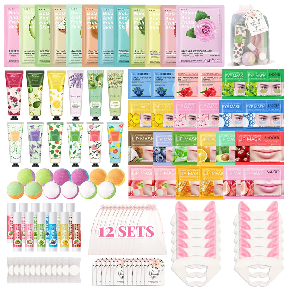 MUREND front packaging showing all 120 spa party items and clear organization benefit