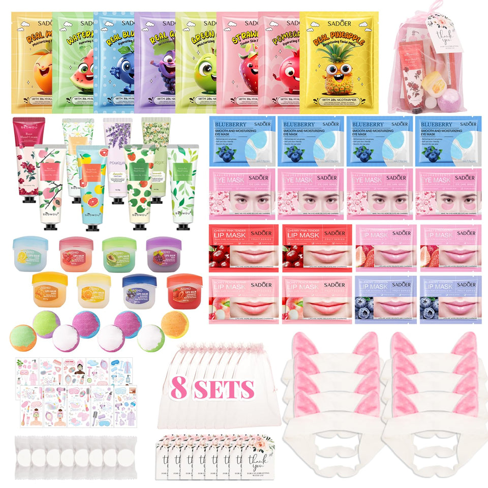 MUREND front packaging showing full 90PCS spa party set and contents