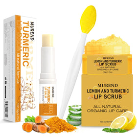 MUREND front packaging of turmeric lemon lip set showing kit components and benefits