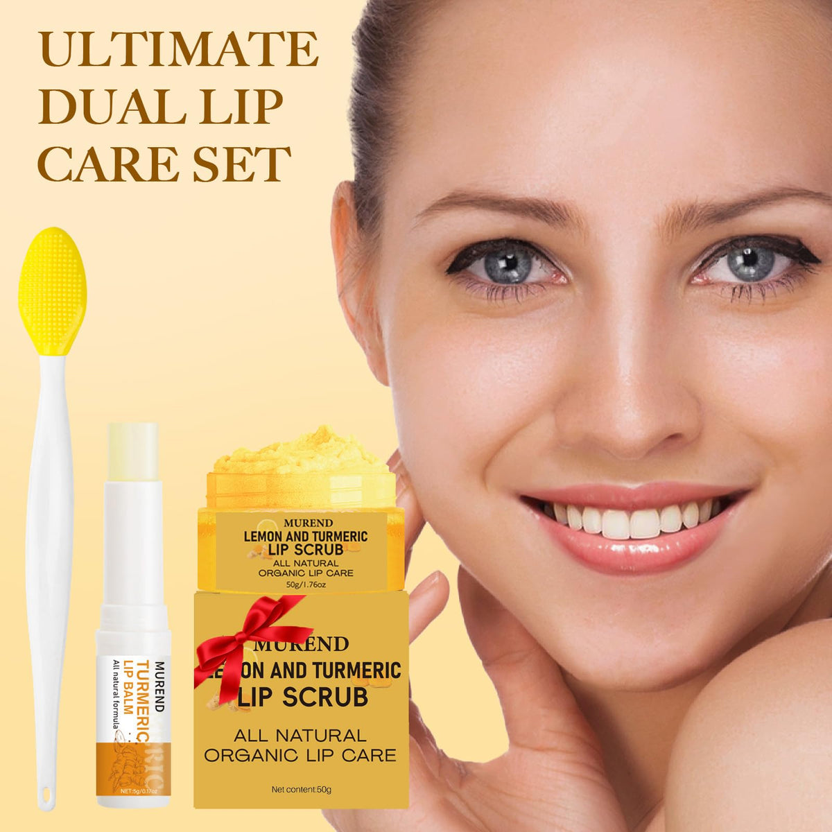 MUREND close-up of turmeric lemon lip scrub texture revealing gentle exfoliating granules