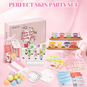 MUREND spa party setup with masks and headbands creating group pampering