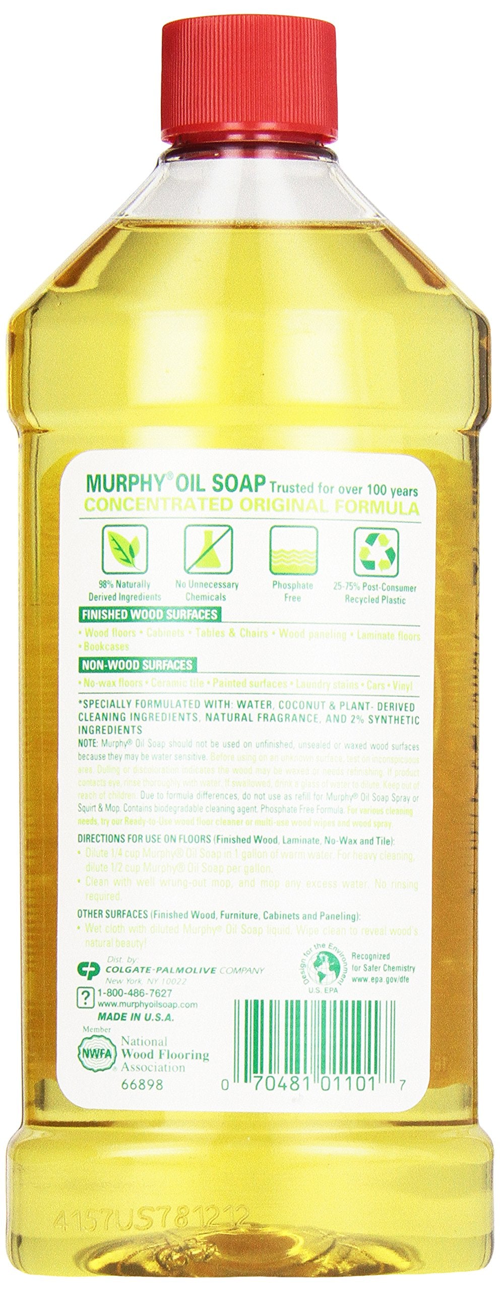 Murphy bottle used with mop on sealed wood floor, cleaning and restoring natural shine