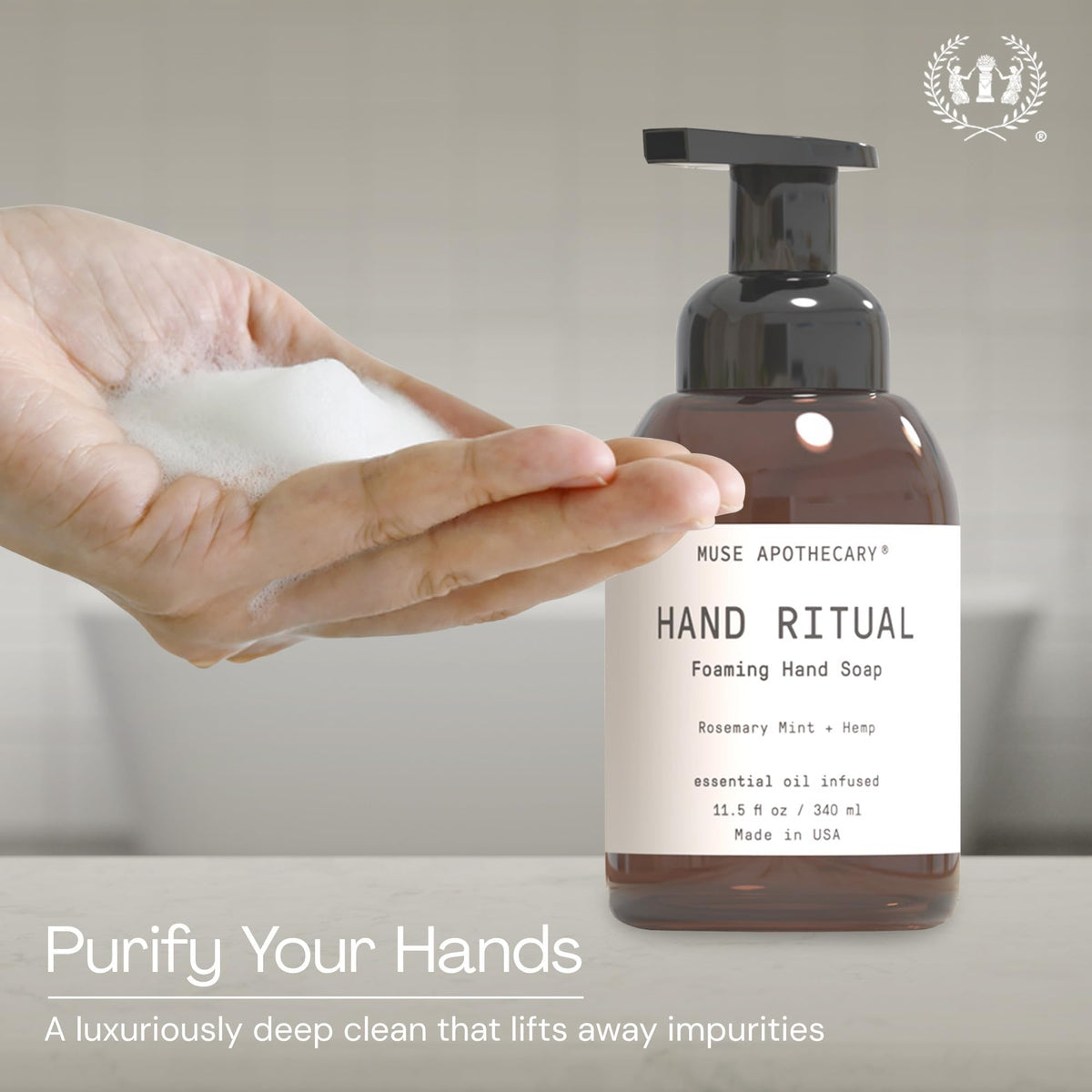 Muse Apothecary rich foam texture close-up highlighting gentle lather