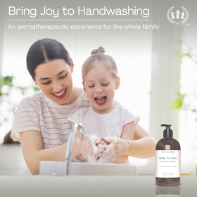 Muse Apothecary pump in use washing hands to demonstrate easy foaming benefit