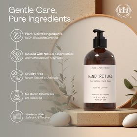 Muse Apothecary in-use at sink illustrating easy rinsing and soft skin benefit