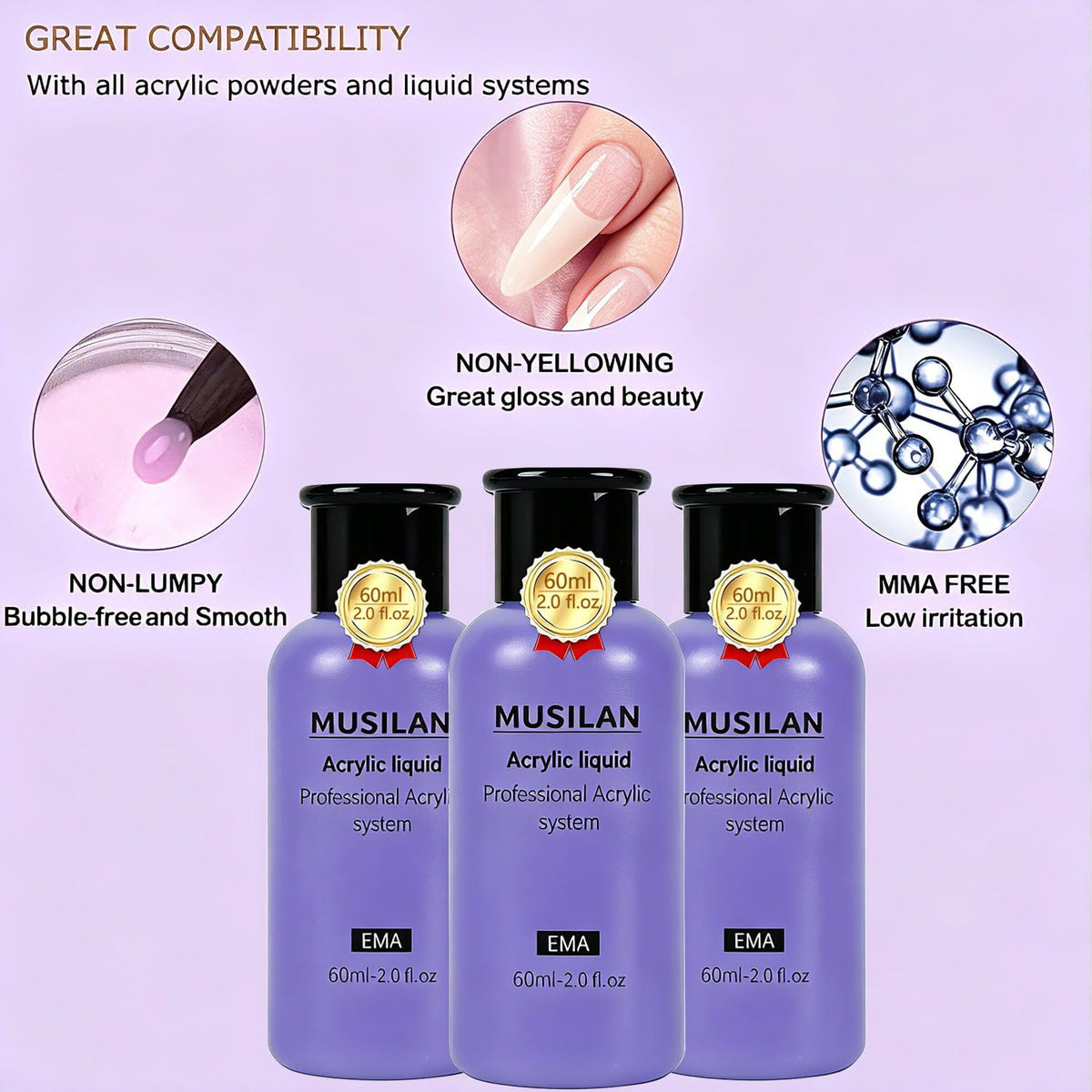MUSILAN bottle next to ruler to show 180ml scale and volume advantage