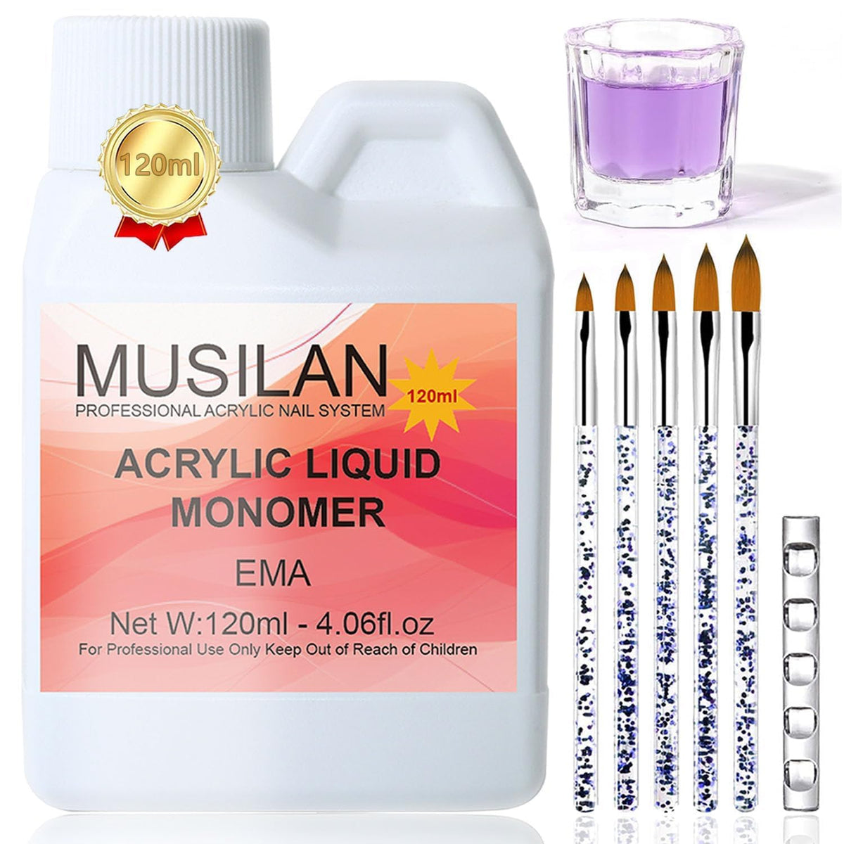 MUSILAN front bottle showing label and 4oz volume, clear professional presentation