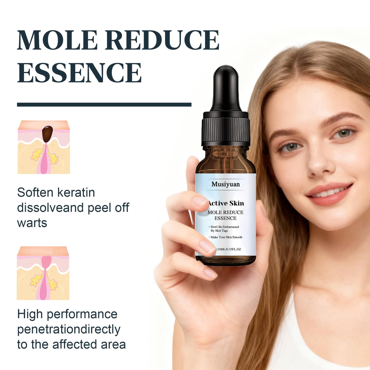 Musiyuan ingredient label close-up listing salicylic acid, glycerin and tea tree oil