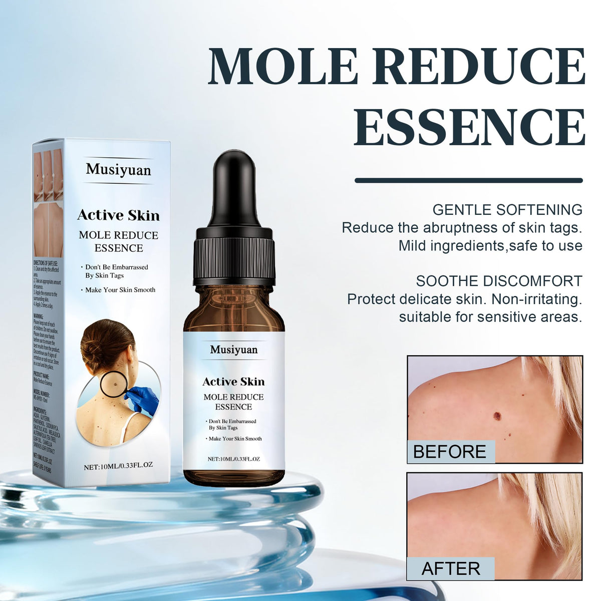 Musiyuan serum texture close-up highlighting lightweight, fast-absorbing formula