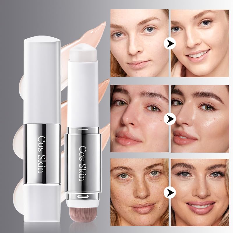 Musizlee before and after split-face showcasing concealing effect and evened skin tone