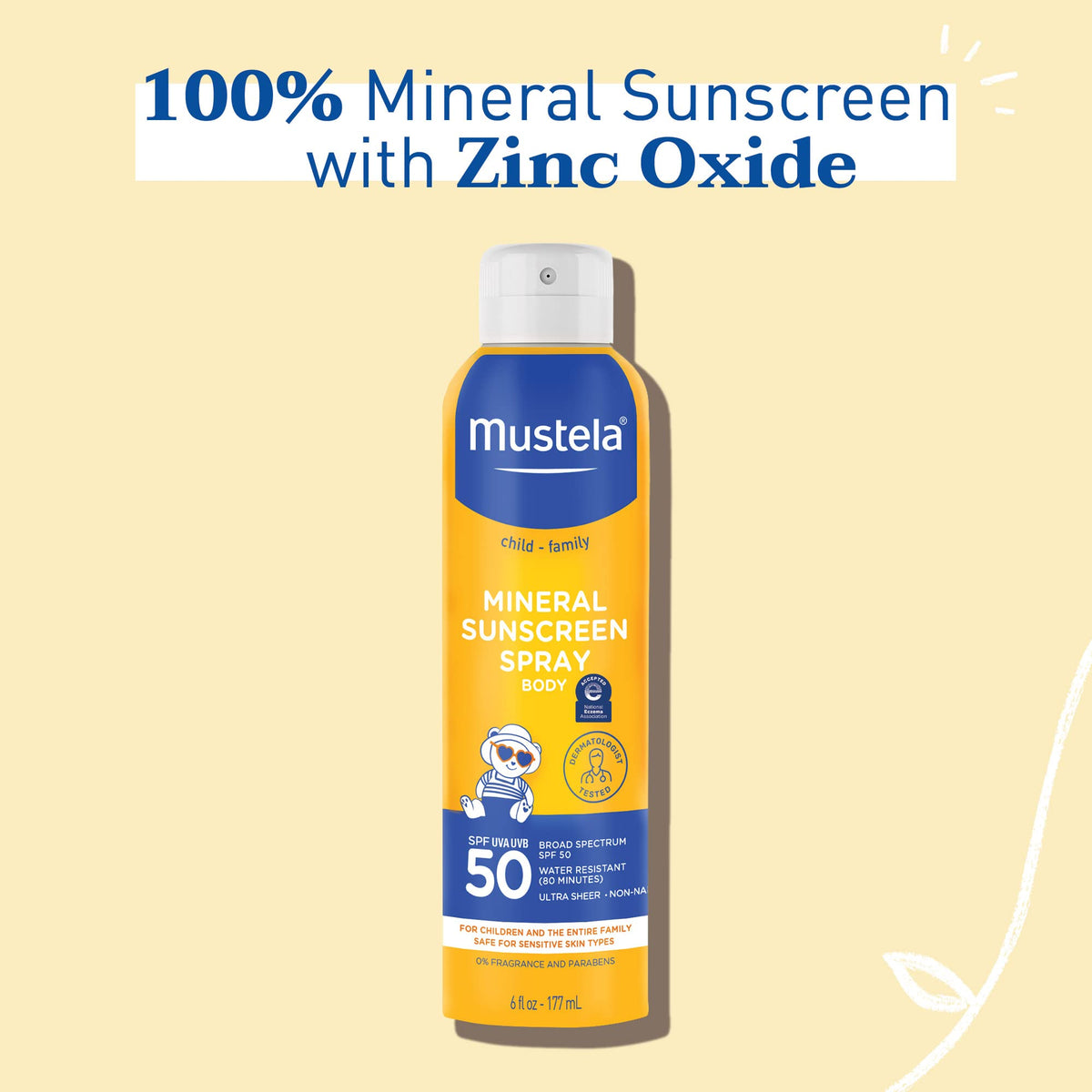 Mustela spray nozzle close-up for easy, even application benefit