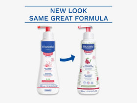Mustela gel close-up texture highlighting gentle, non-irritating formula