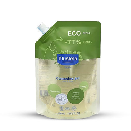 Mustela front label showing organic certification and product name