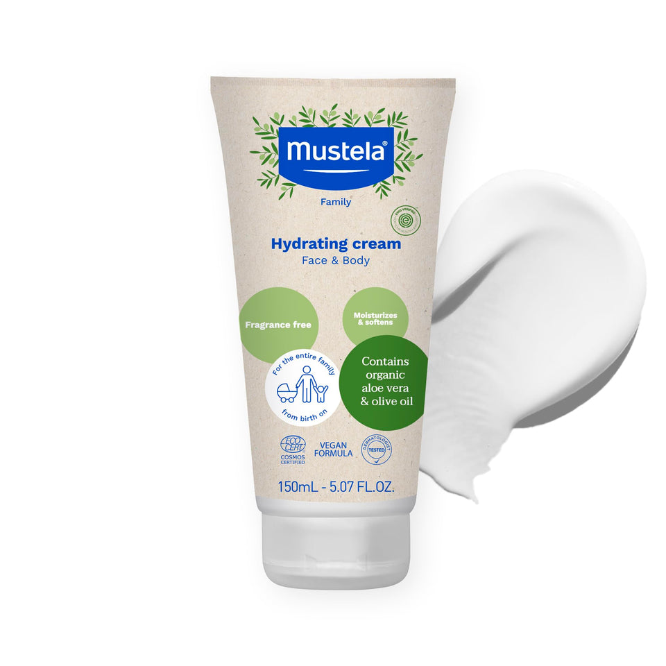 Mustela front cream tube showing label and size, clear product identity and benefit