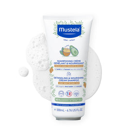 Mustela front packaging showing cream shampoo and benefits