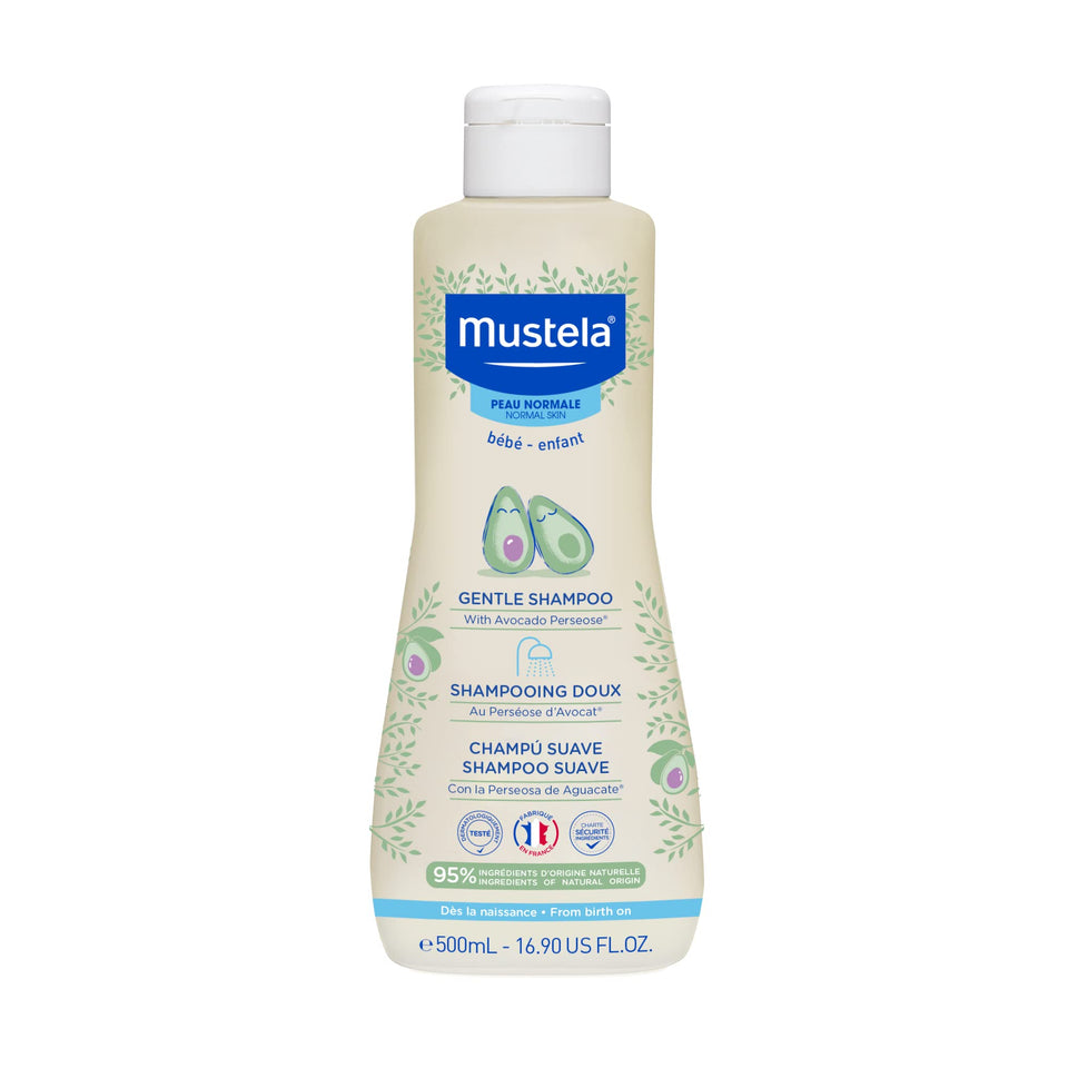 Mustela front packaging showing gentle shampoo and benefits