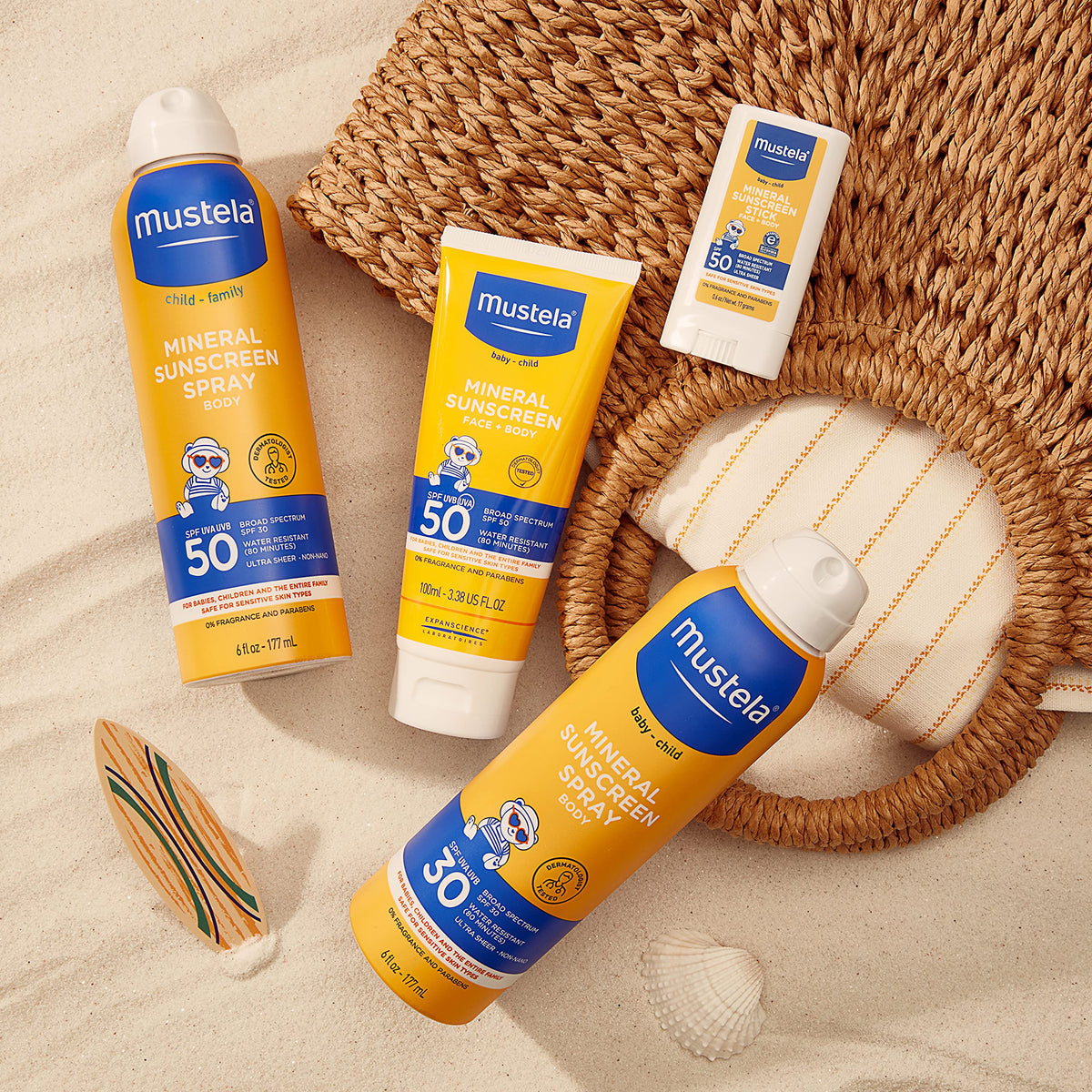 Mustela ingredient label closeup highlighting zinc oxide and soothing extracts benefit
