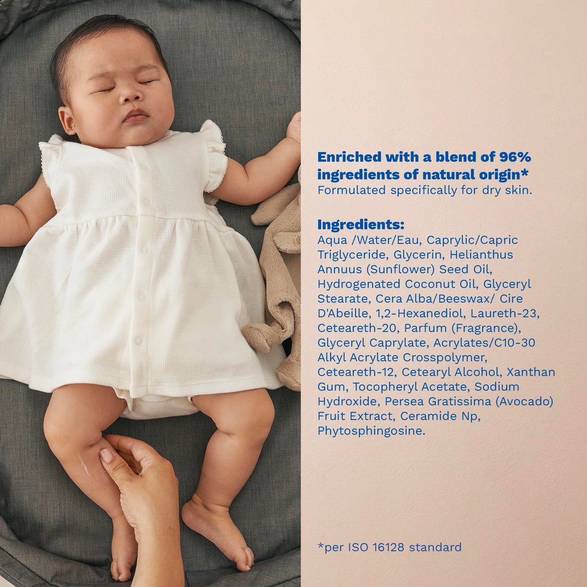 Mustela lotion inside a travel bag styled with baby essentials showing portability and on-the-go hydration