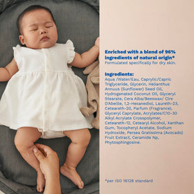 Mustela lotion inside a travel bag styled with baby essentials showing portability and on-the-go hydration