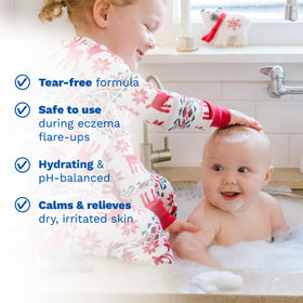 Avocado and sunflower ingredients beside Mustela bottle showing natural active support