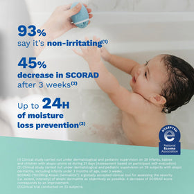 Mustela pump dispenser detail for easy one-handed baby bath use and convenience