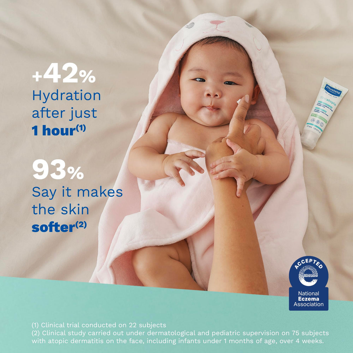 Mustela Stelatopia cream texture close-up demonstrating non-greasy feel