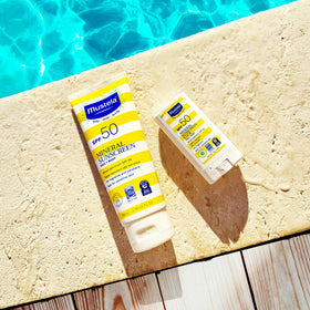 Mustela sun stick open and ready for application to deliver quick, mess-free coverage