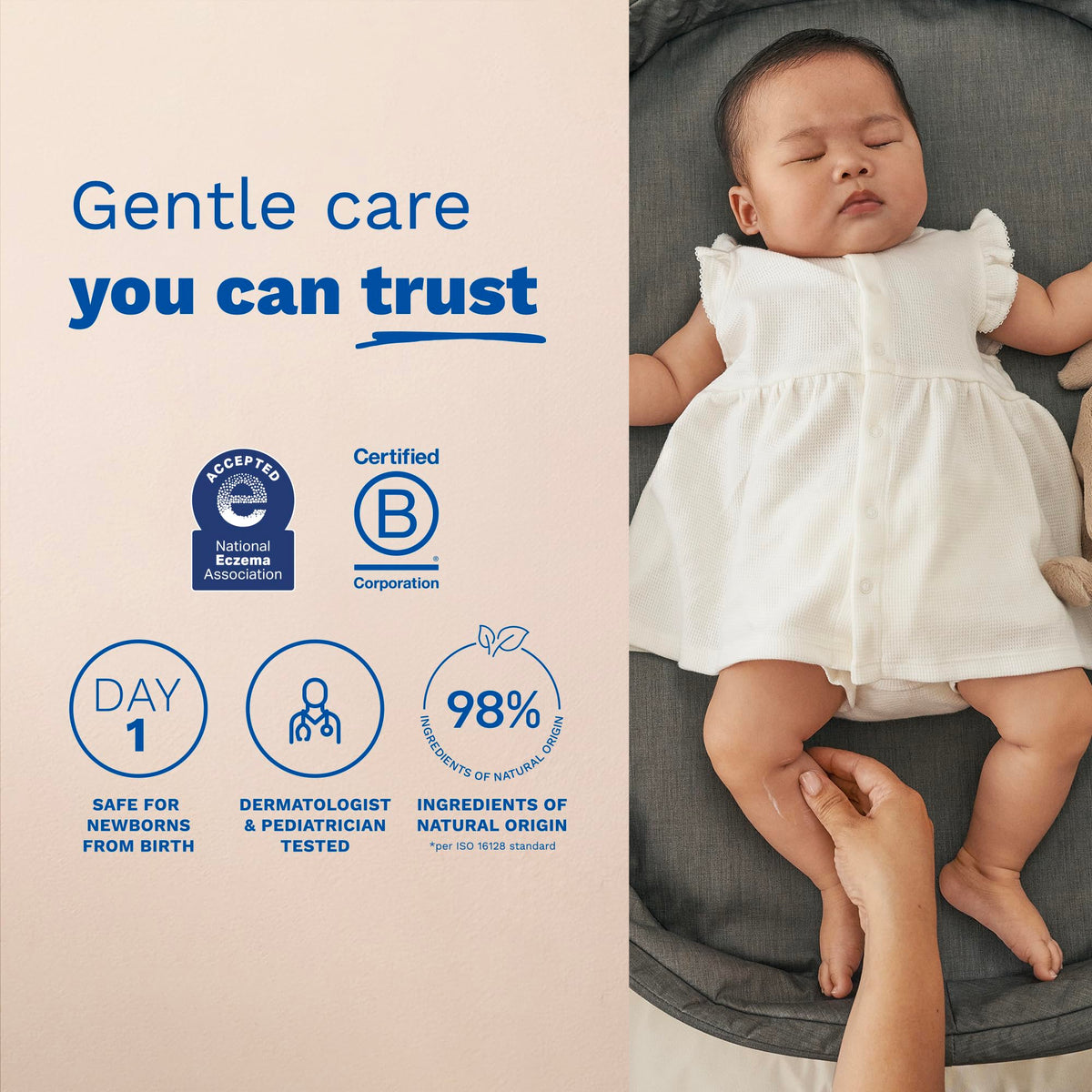 Mustela tube dispensing cream highlighting controlled application and convenience