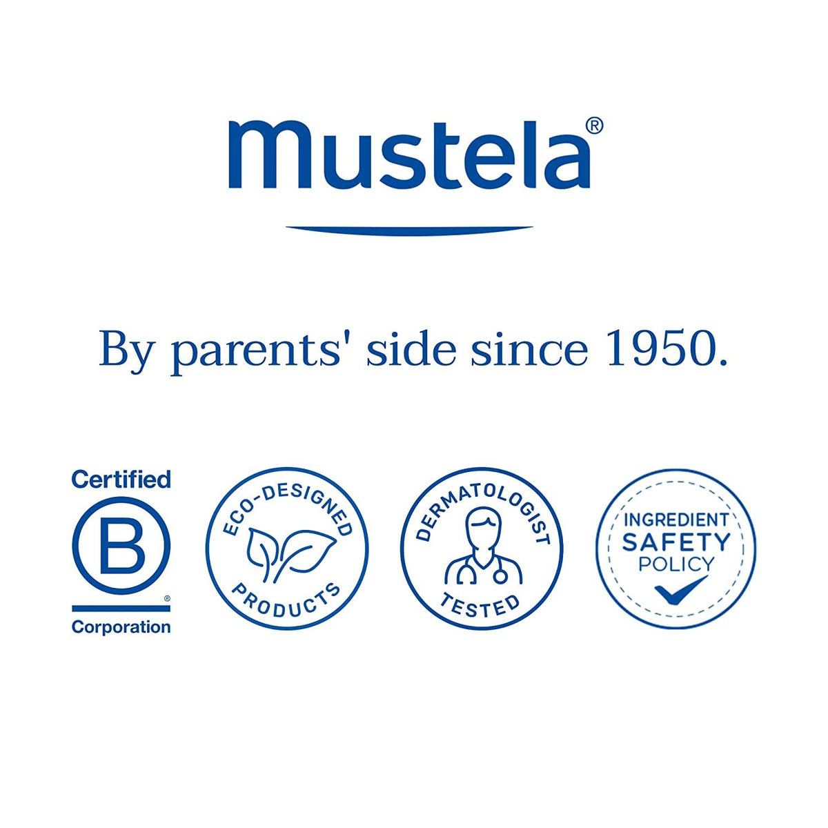Mustela bottle near water illustrating 80 minute water resistance benefit