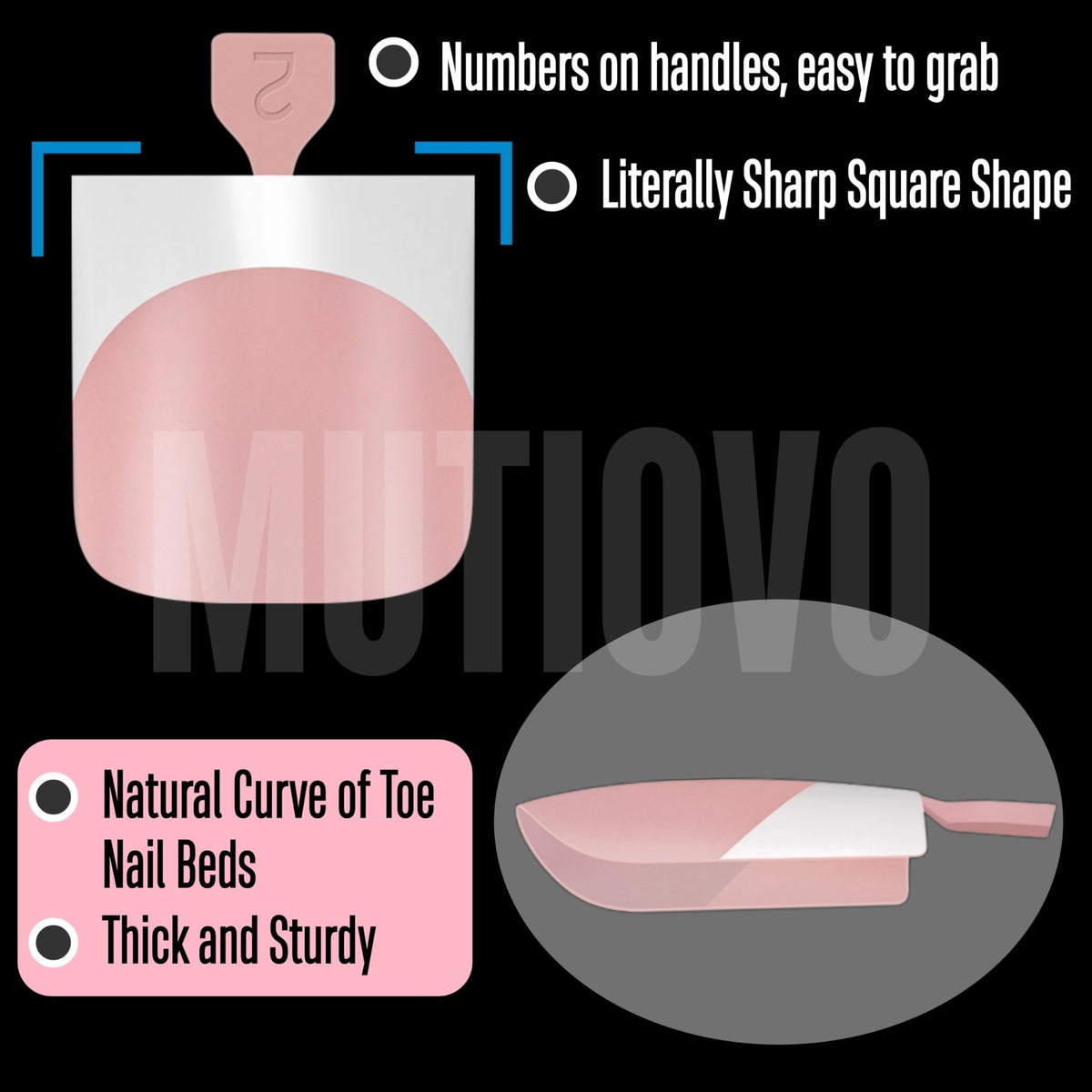 MUTIOVO matte surface detail showing texture ideal for nail art and secure decoration adhesion