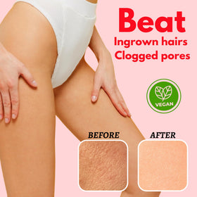 Muun in-shower application demonstrating gentle massage for smoother bikini skin