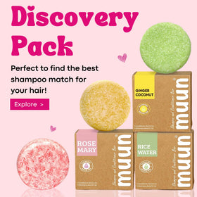 Muun conditioner bar smoothing hair ends to reduce tangles and frizz