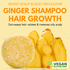 Muun ginger shampoo bar close-up showing texture and invigorating benefits