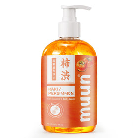Muun persimmon body wash front bottle showing clean packaging and benefit
