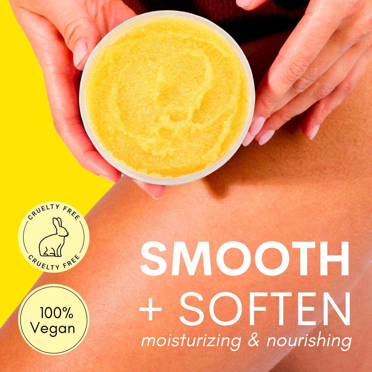 Muun scrub being applied from palm demonstrating easy spread and glide